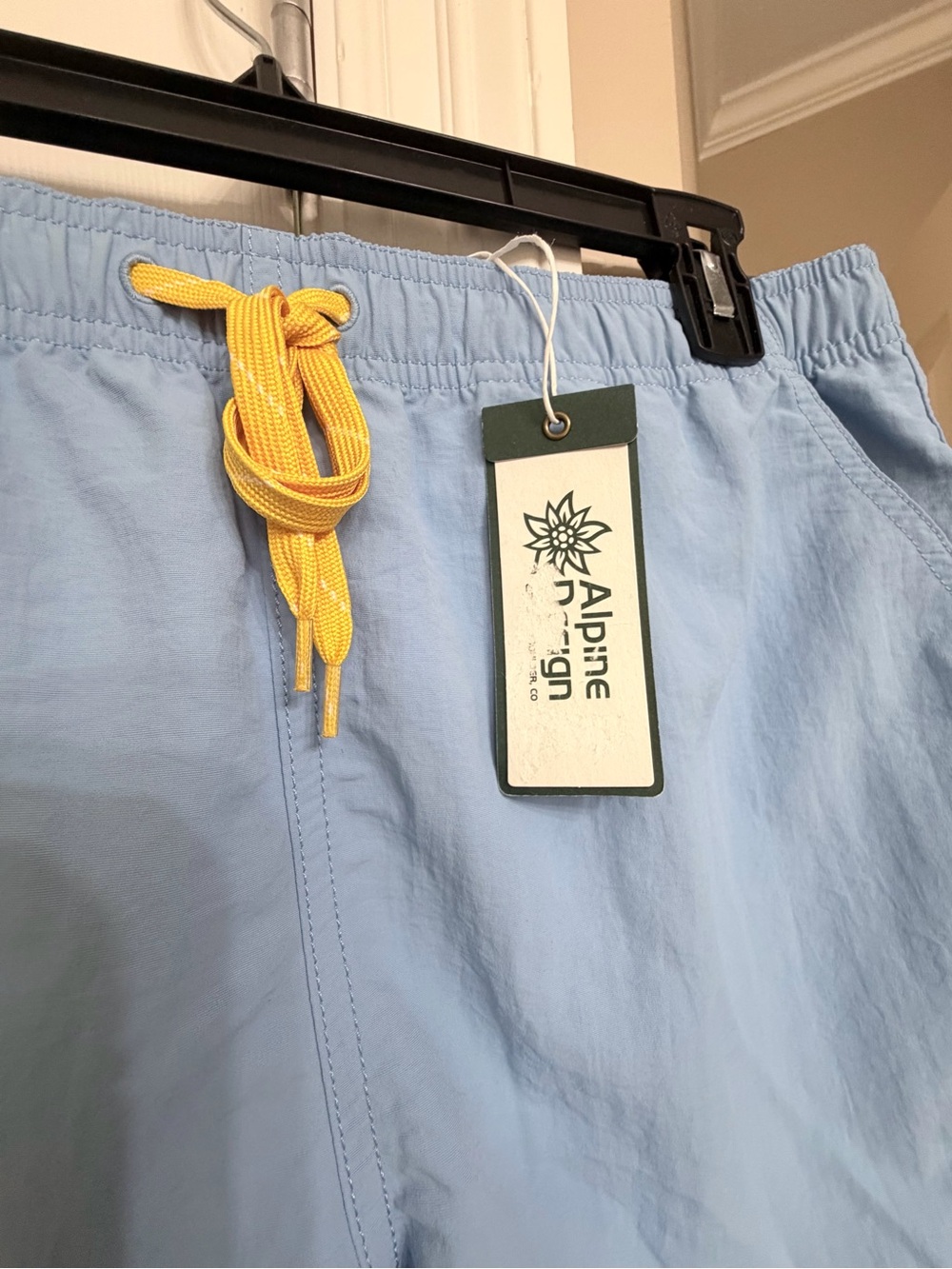 Alpine Design Light Blue Athletic Shorts with Yellow Drawstring - Picture 6 of 8